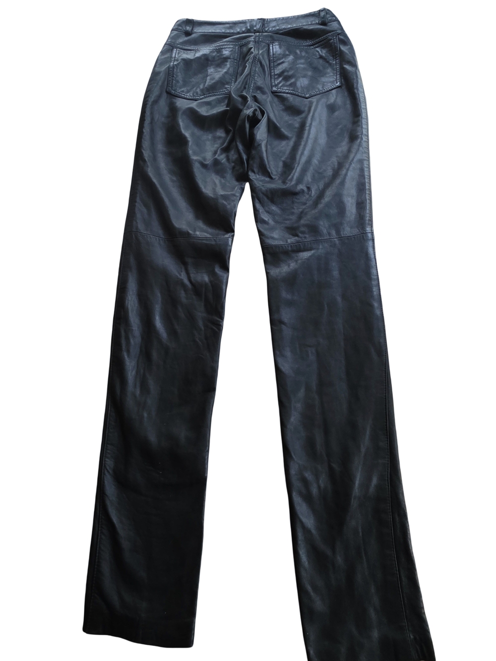 North Beach Leather Black Leather Pants with Brass Accents
